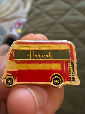 Harrods Red and Gold London Bus Pin